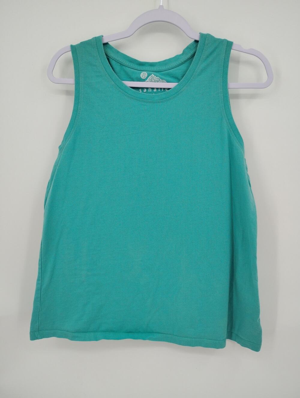 Sahalie Teal Green Sleeveless Tank Top 100% Cotton Large